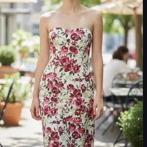 jessica mcclintock gunne sax strapless floral dress